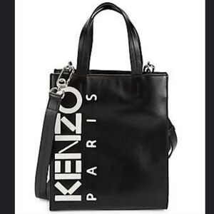 Kenzo Kontrast Small Vertical Shopper In Black Calfskin